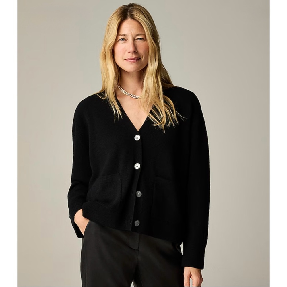 NWT J. Crew Cashmere Patch-pocket Cardigan Black